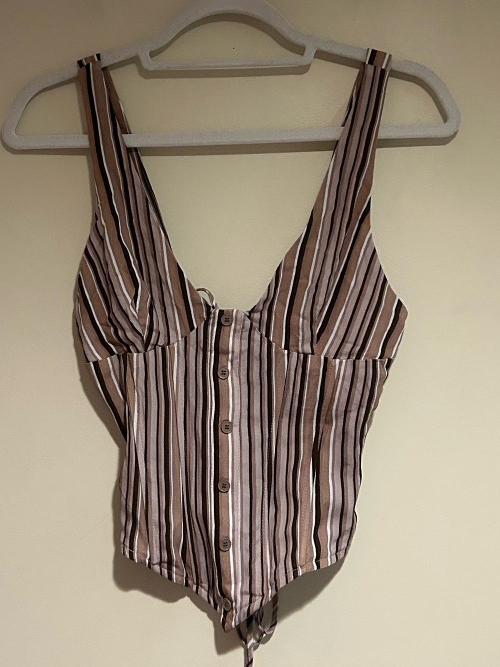 Princess Polly Brown Stripe Corset Back Tank Top Sz 0